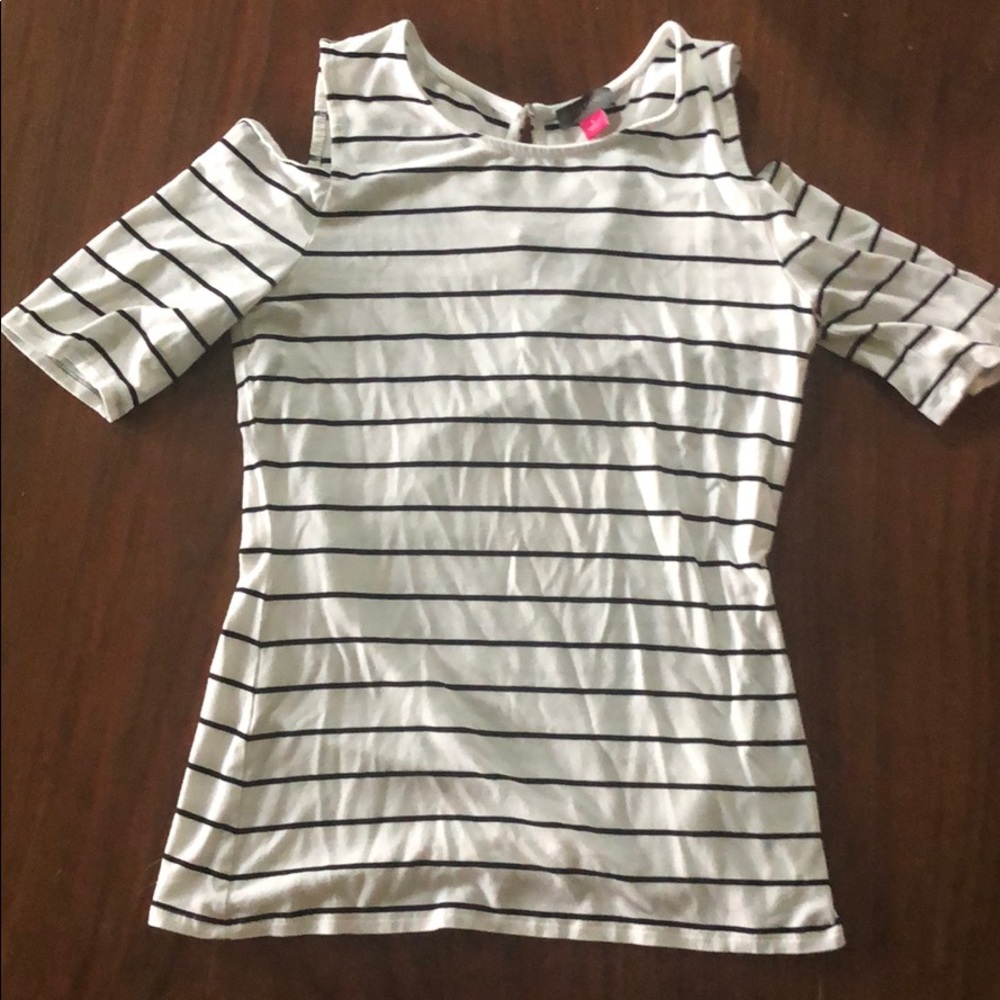 Black and white stripped shirt.